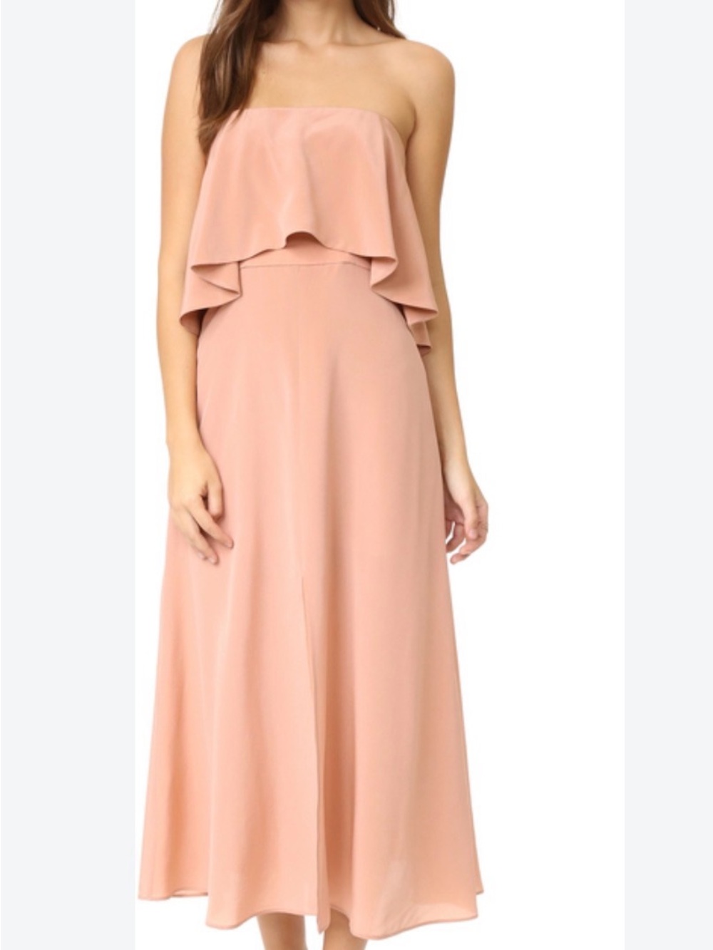 Zimmermann Strapless Layered Maxi Dress in Blush Peach